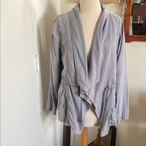 Max Jeans Gray Casual Lightweight Wrap Jacket Size L 100% Tencel